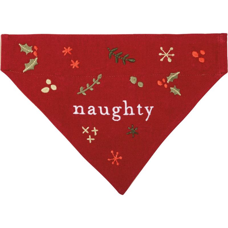 Christmas Small Reversible Dog Bandana "Naughty" or "Nice"