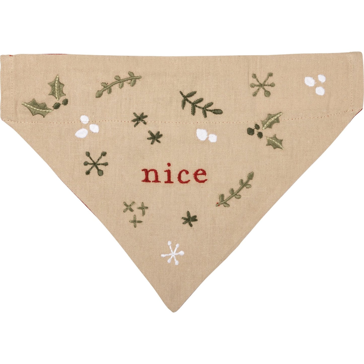 Christmas Small Reversible Dog Bandana "Naughty" or "Nice"