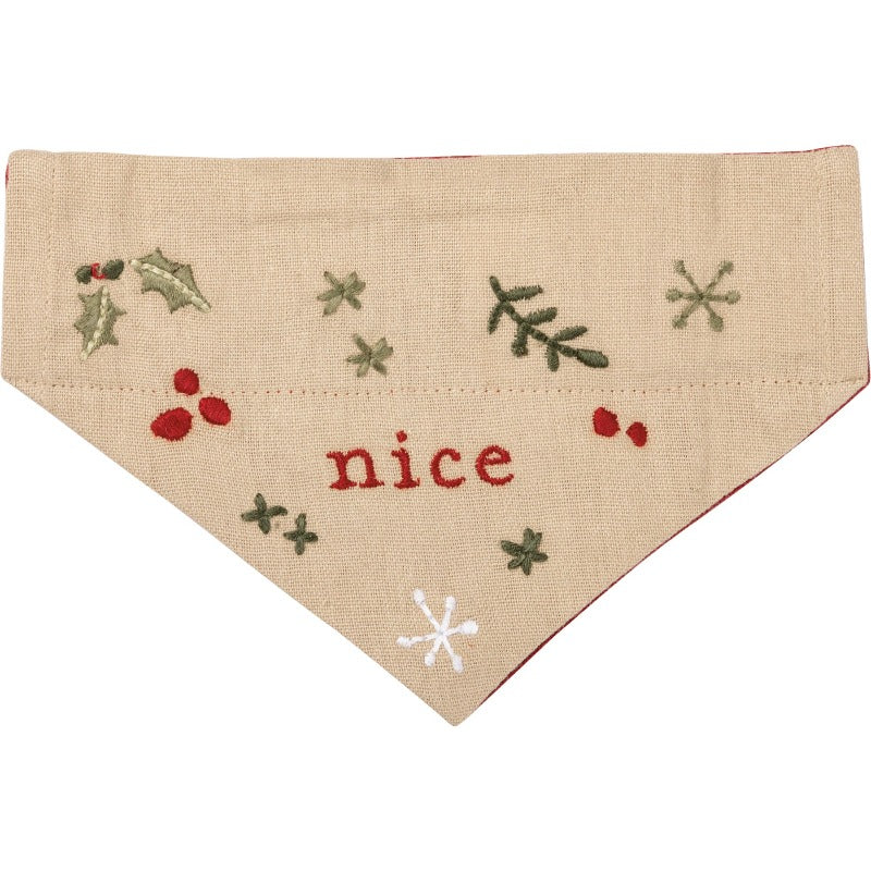 Christmas Small Reversible Dog Bandana "Naughty" or "Nice"