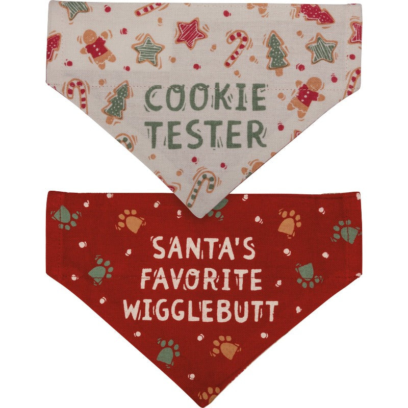 Christmas Reversible Dog Bandana "Cookie Tester" / "Wigglebutt"
