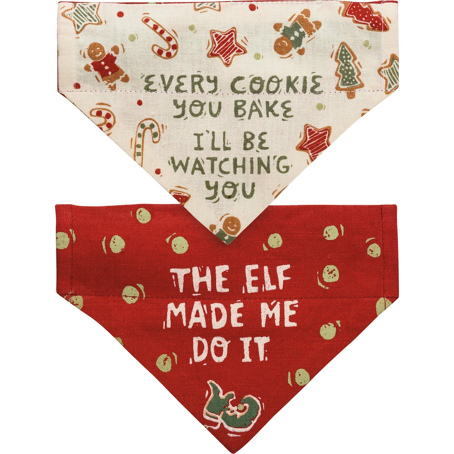 Christmas Reversible Dog Bandana "Elf" / "Cookie Bake"
