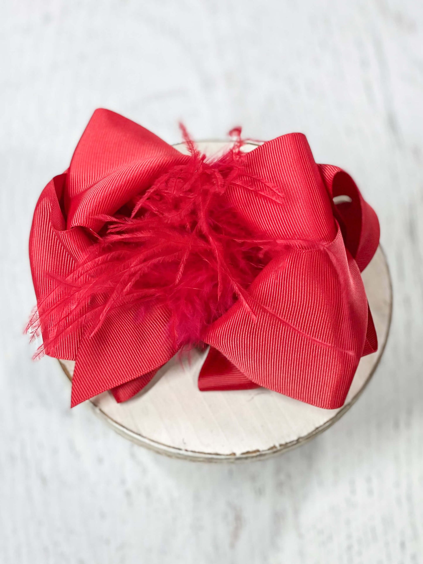 Solid Feather Puff Looped Knot Hair Bow - Alligator Clip - 5.5"