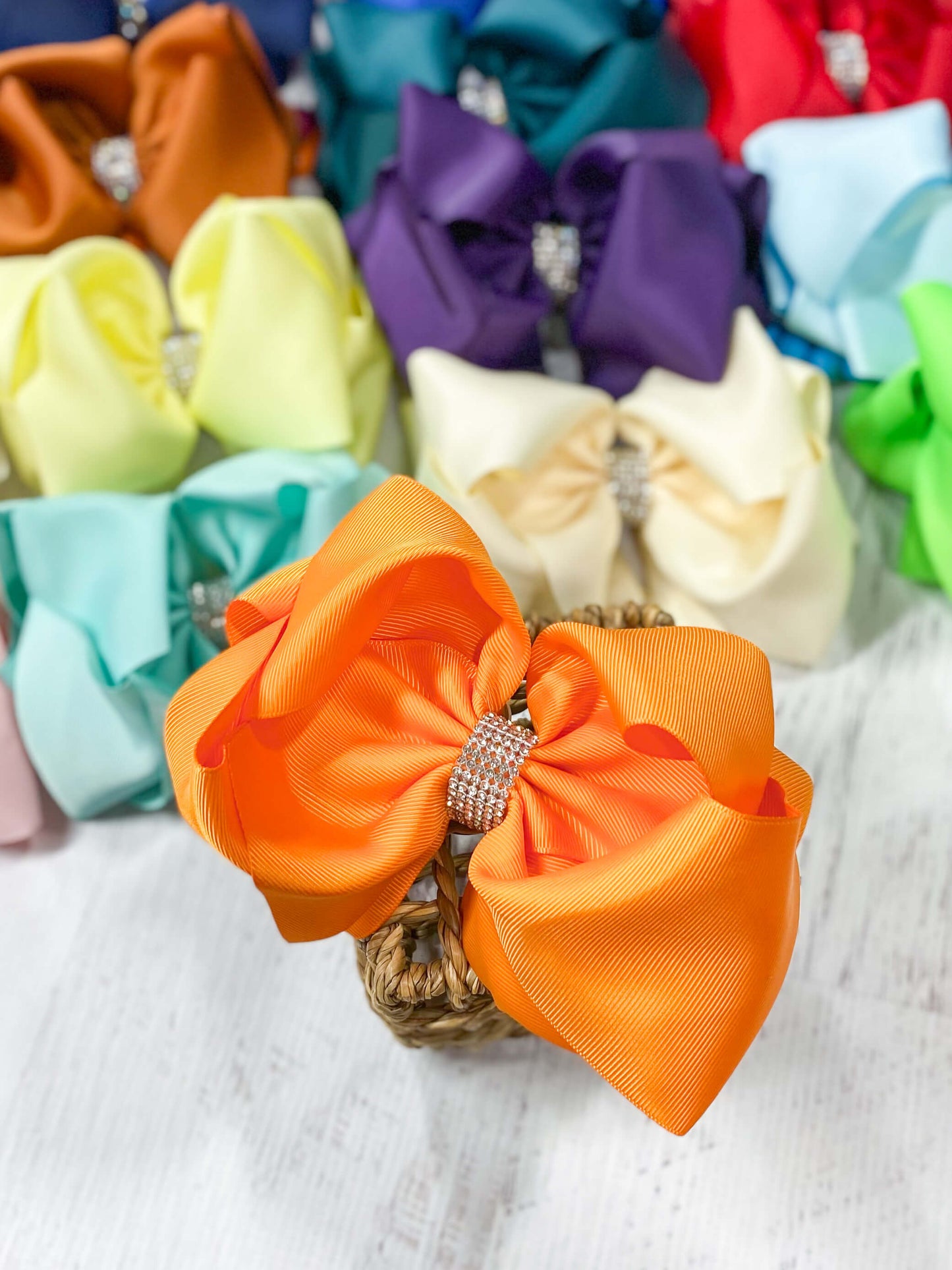 Oversize Rhinestone Hair Bows - Alligator Clip - 5.5"