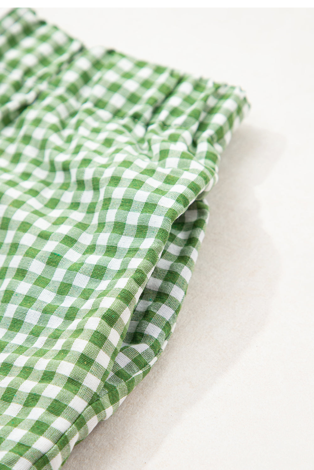Blue Gingham Printed High Waist Shorts
