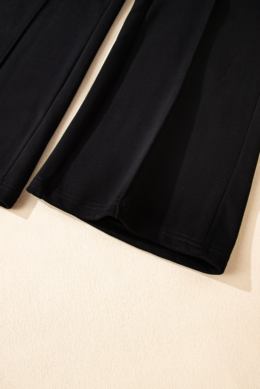Black Solid Collared Sweatshirt and High Waist Pants Active Set