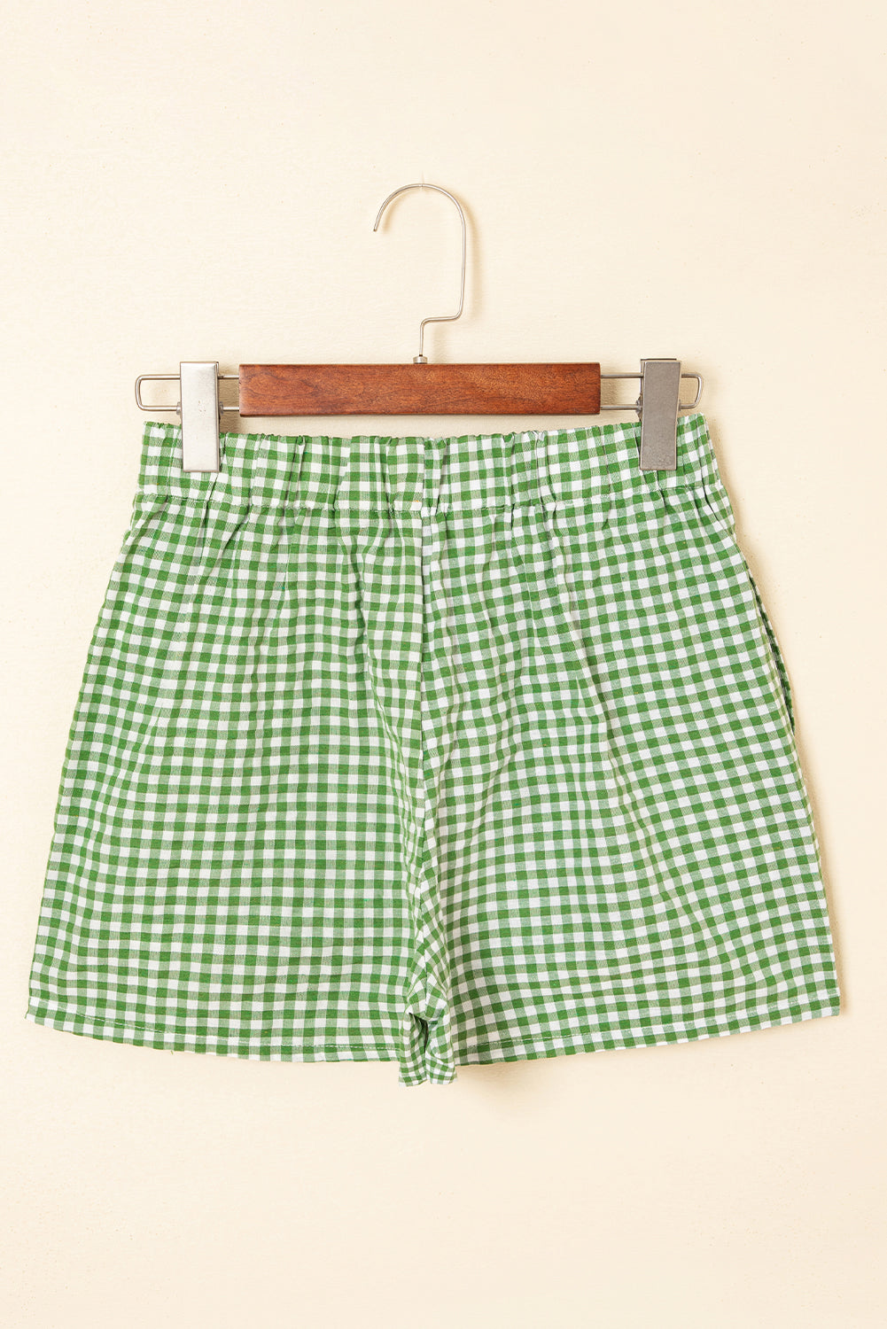 Blue Gingham Printed High Waist Shorts
