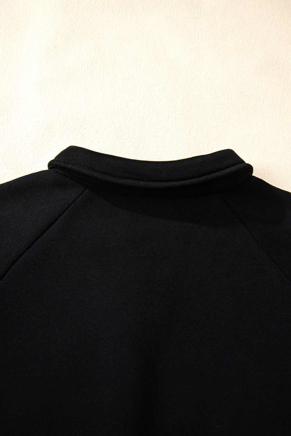 Black Solid Collared Sweatshirt and High Waist Pants Active Set