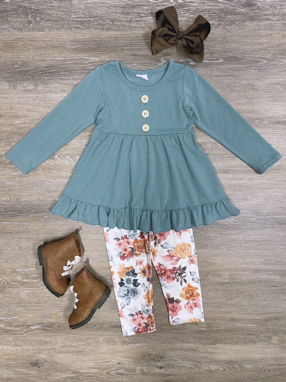 Autumn Garden Girls Floral Pants & Tunic Outfit