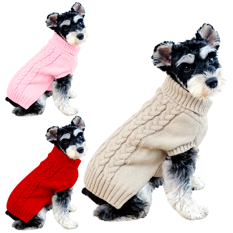 Chic Cable Knit Turtleneck Dog Sweater