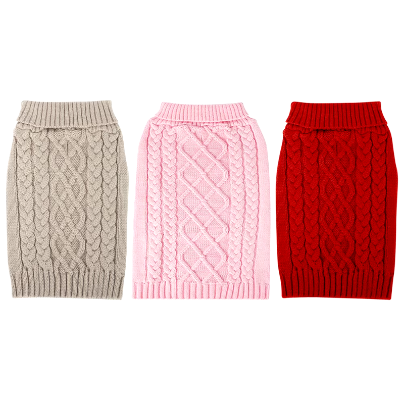 Chic Cable Knit Turtleneck Dog Sweater