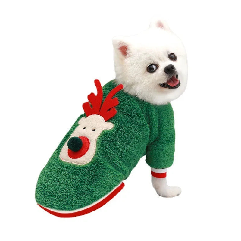 Christmas Reindeer Plush Dog Sweatshirt