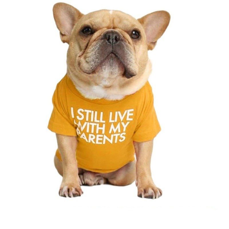 "I Still Live With My Parents" Dog T-Shirt