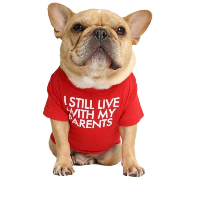 "I Still Live With My Parents" Dog T-Shirt