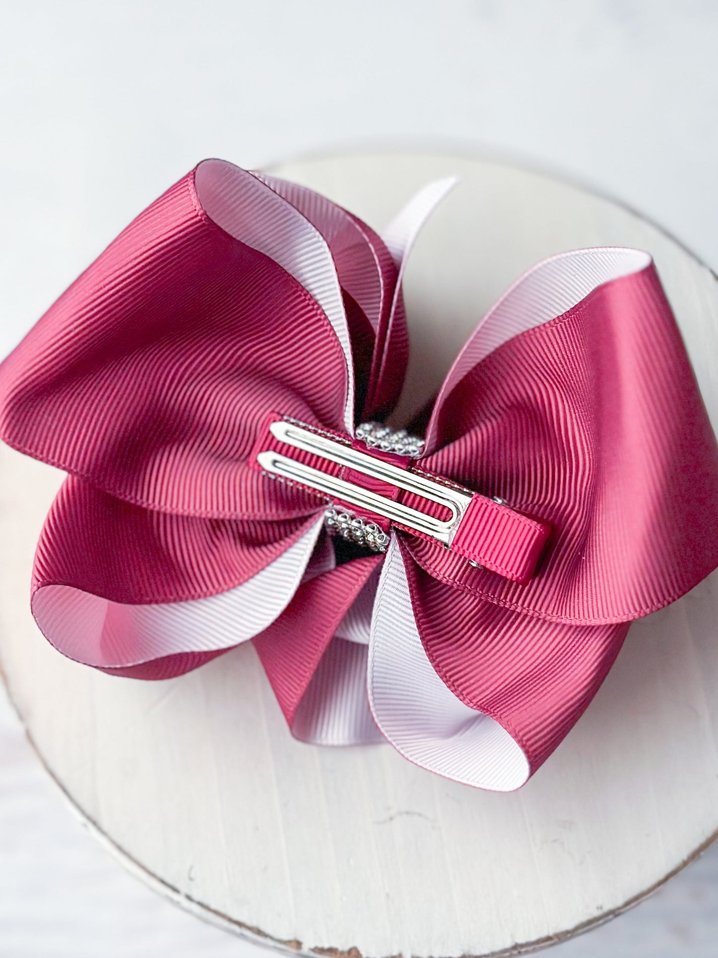 Plum Rhinestone Center Knot Hair Bows (2 Size Options!)