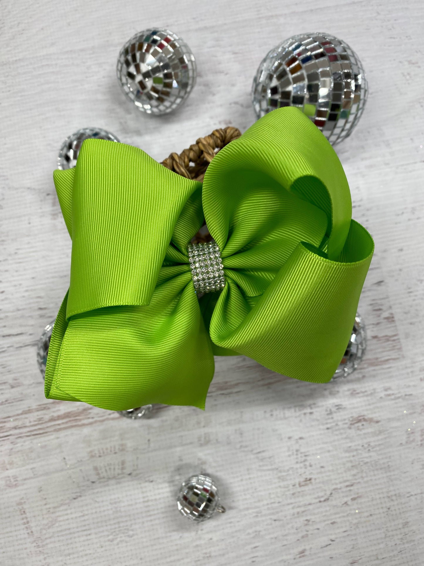 Oversize Rhinestone Hair Bows - French Clip - 5.5"