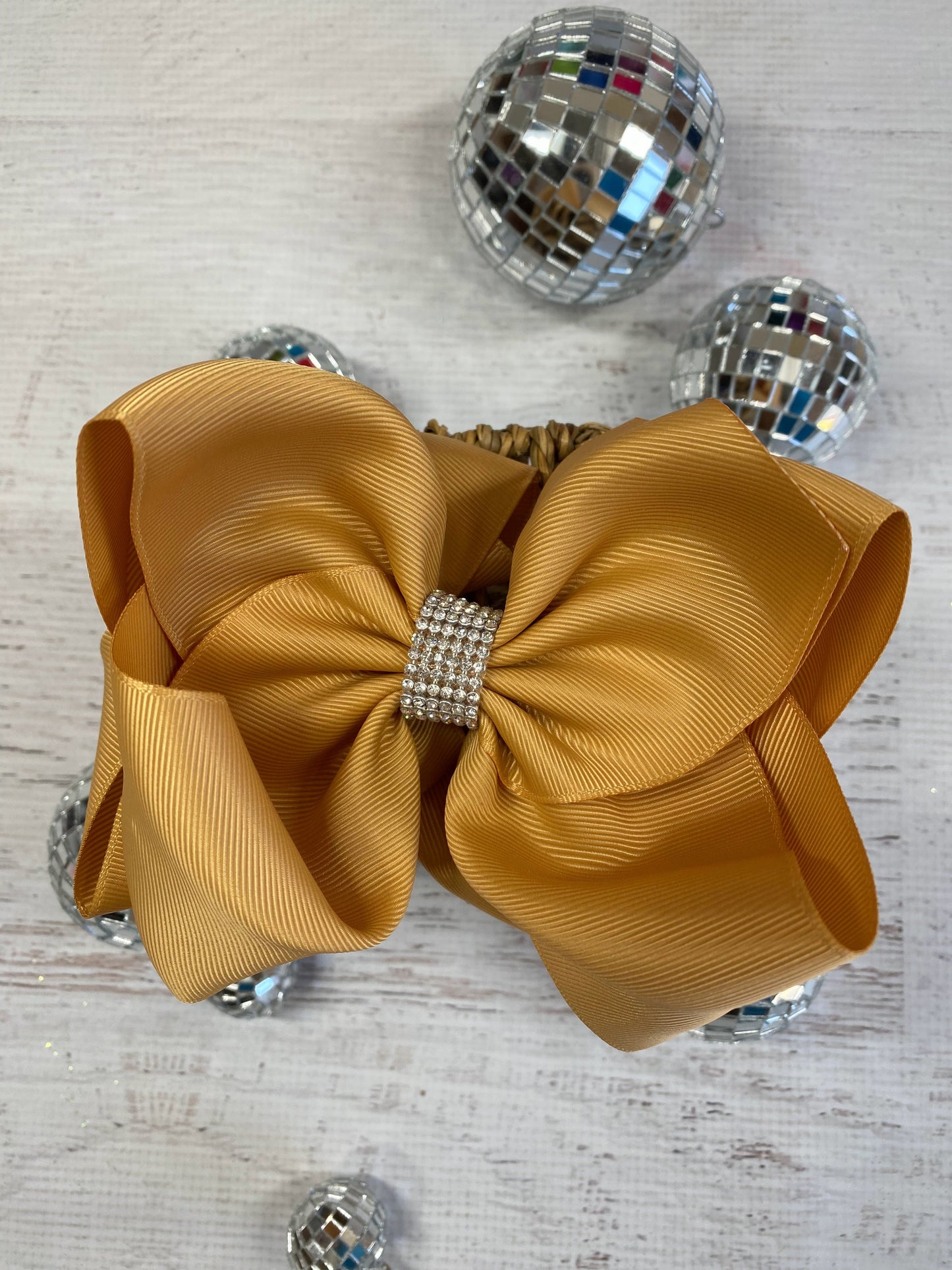 Oversize Rhinestone Hair Bows - French Clip - 5.5"