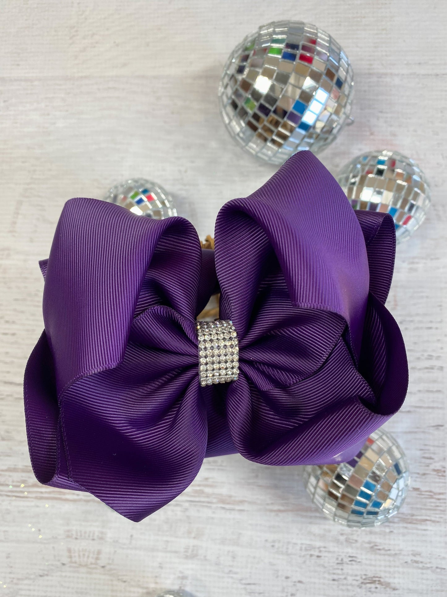 Oversize Rhinestone Hair Bows - French Clip - 5.5"