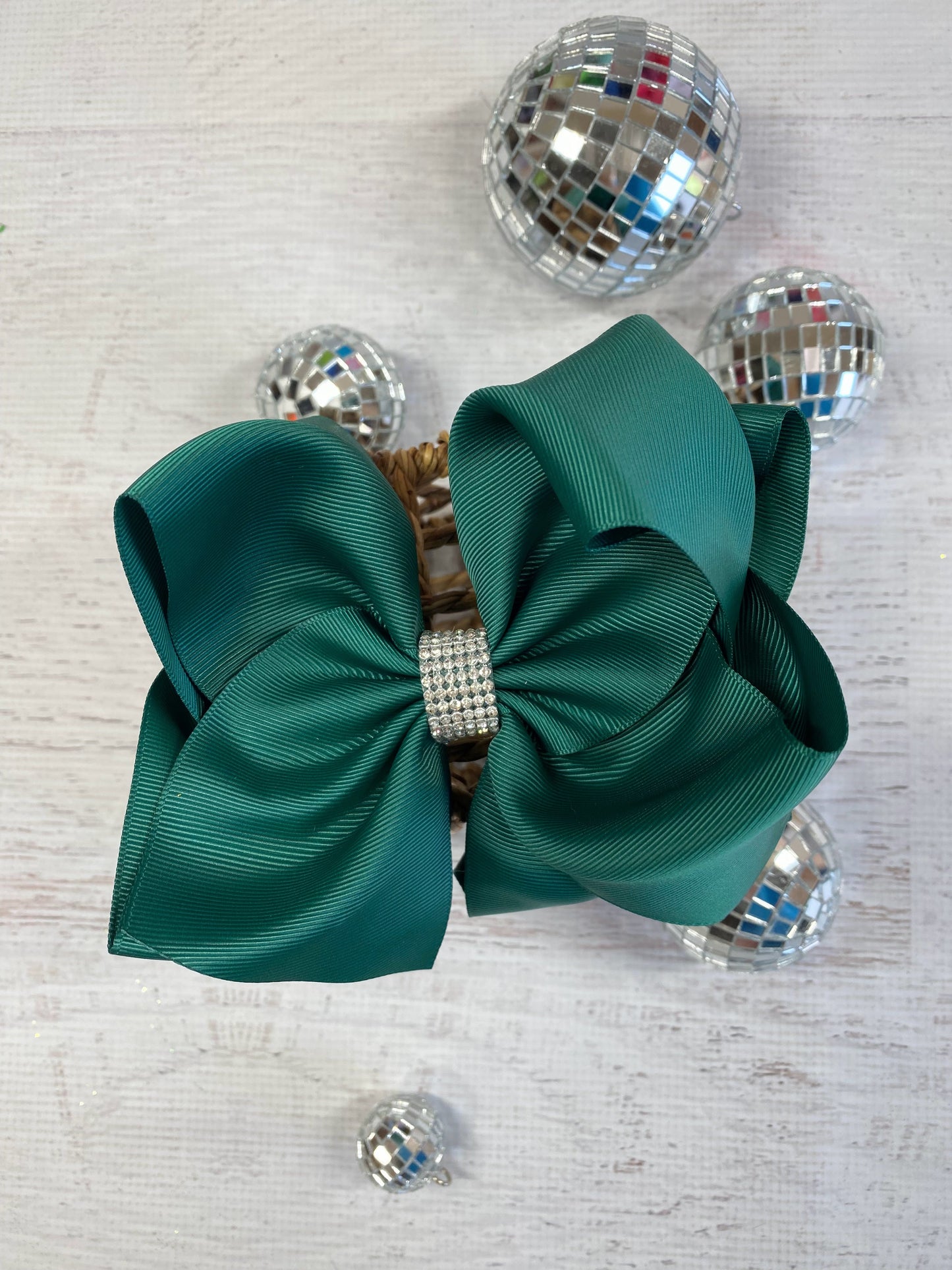 Oversize Rhinestone Hair Bows - French Clip - 5.5"
