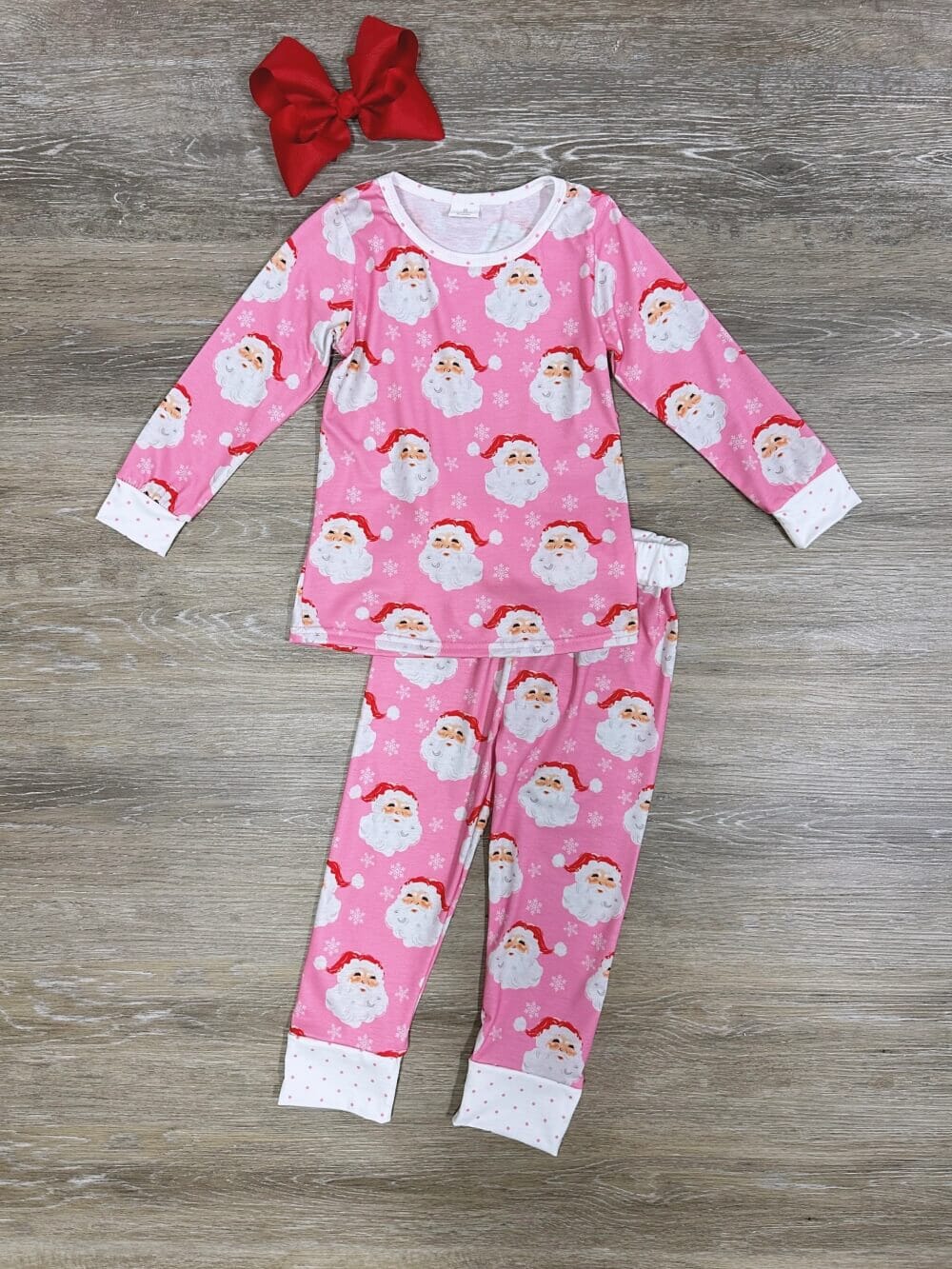 Jolly Old St. Nick Pink Girls Christmas Pajamas