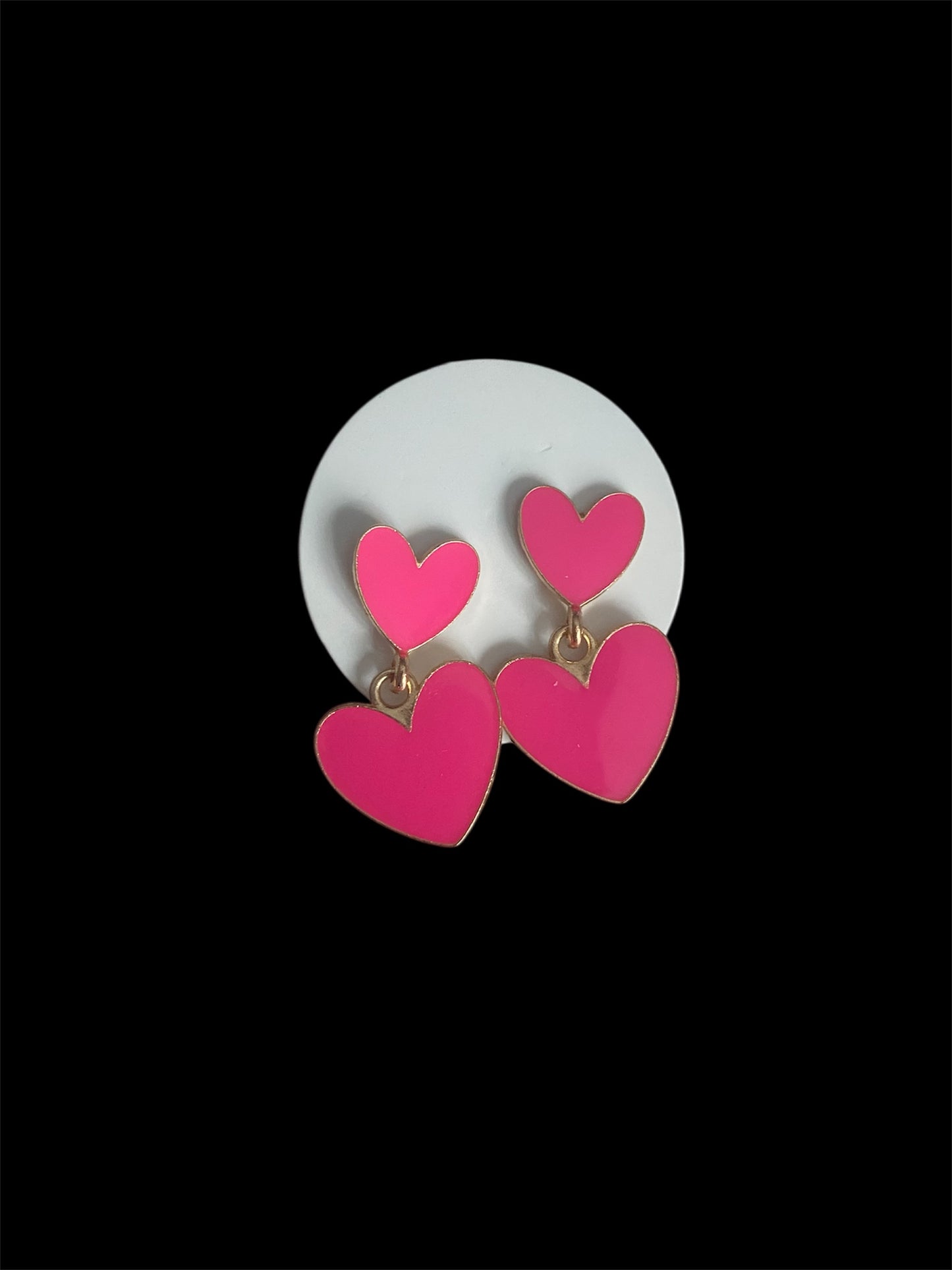 Pink Double Heart Earrings
