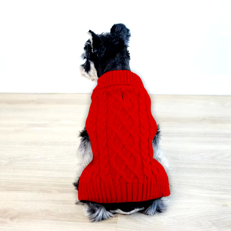 Chic Cable Knit Turtleneck Dog Sweater