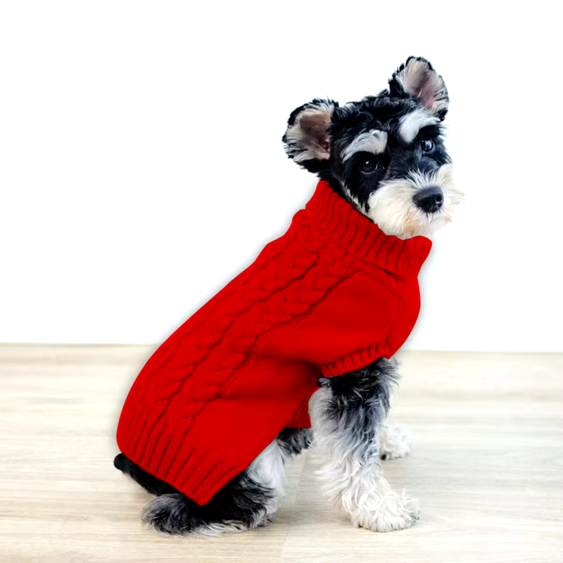 Chic Cable Knit Turtleneck Dog Sweater