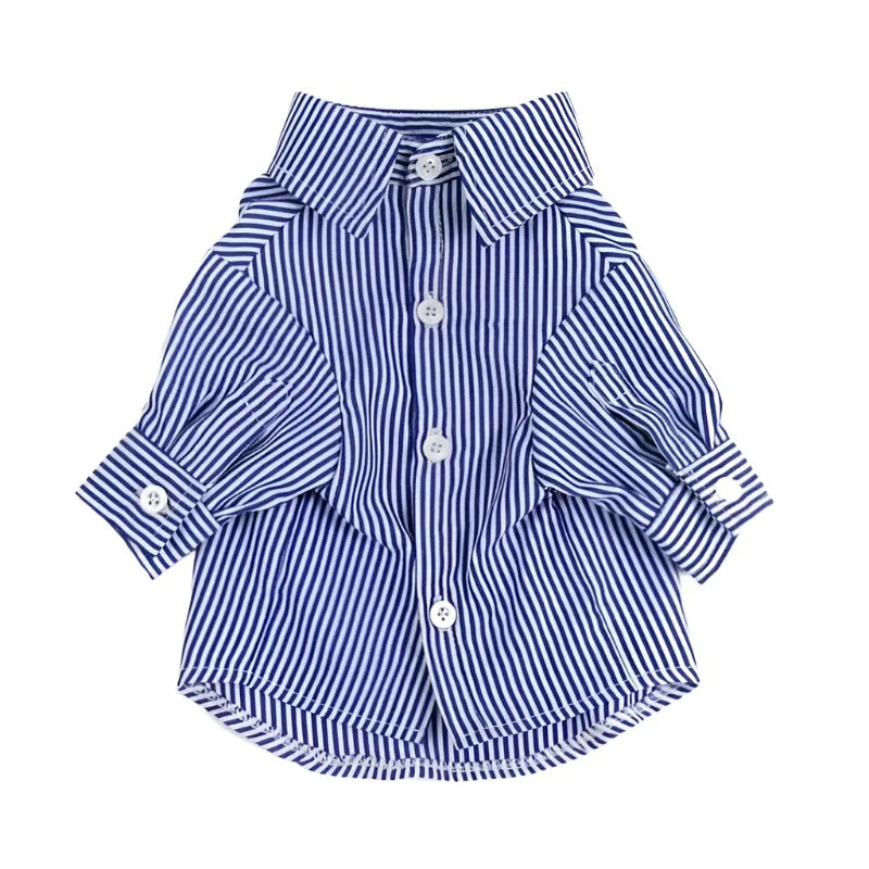 Stripe Long-Sleeve Button-Down Dog Dress Shirt