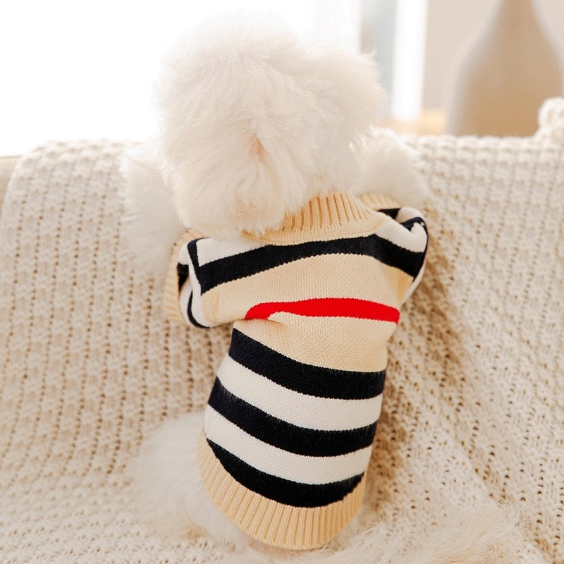 Striped Button-Down Cardigan Dog Sweater