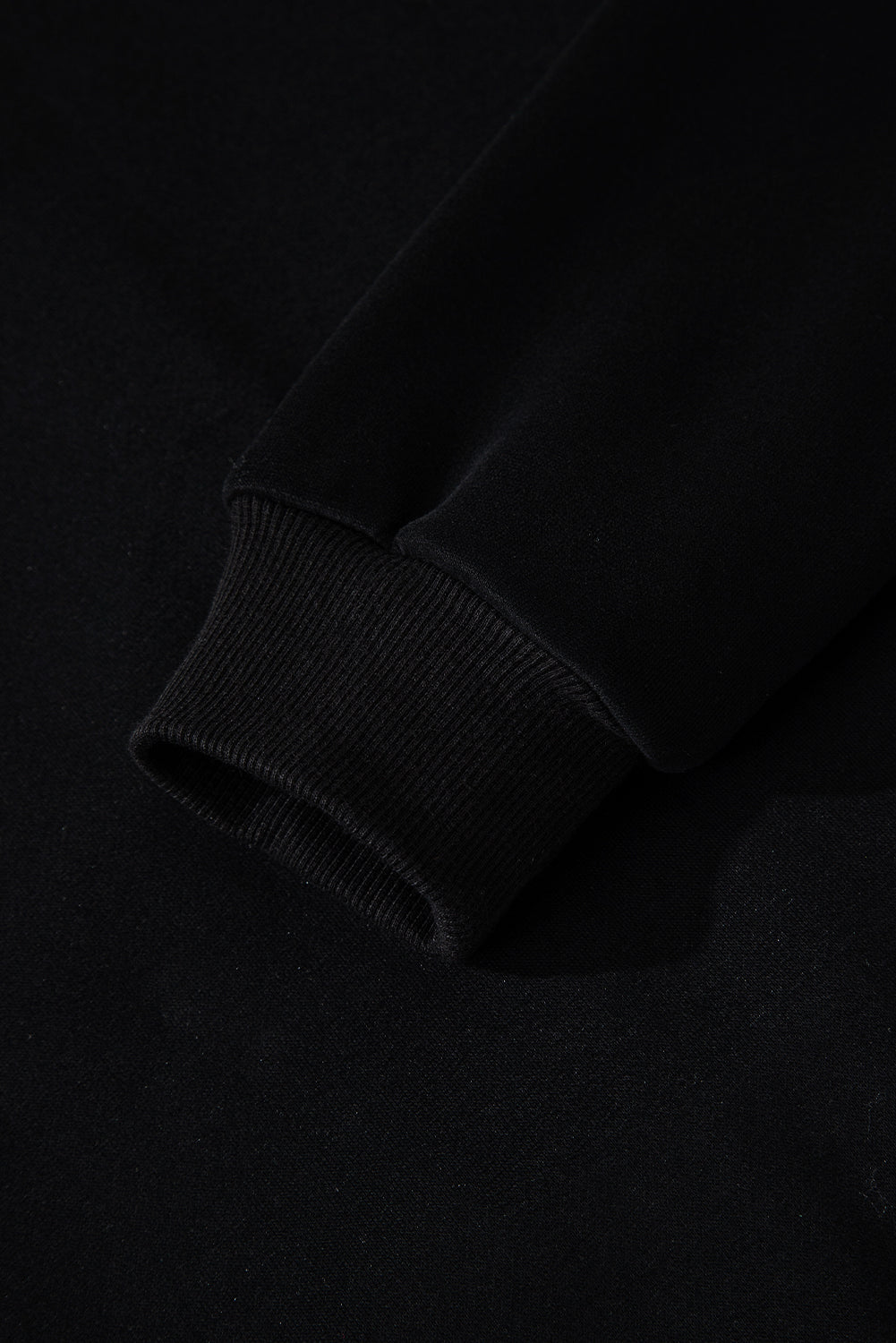 Black Solid Collared Sweatshirt and High Waist Pants Active Set