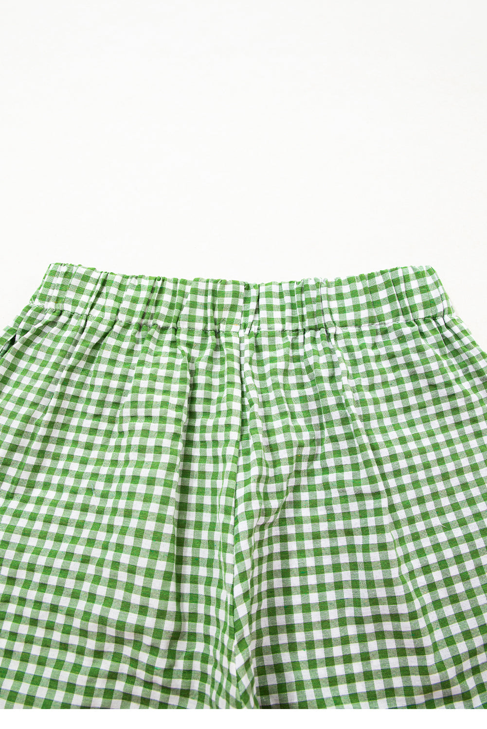 Blue Gingham Printed High Waist Shorts