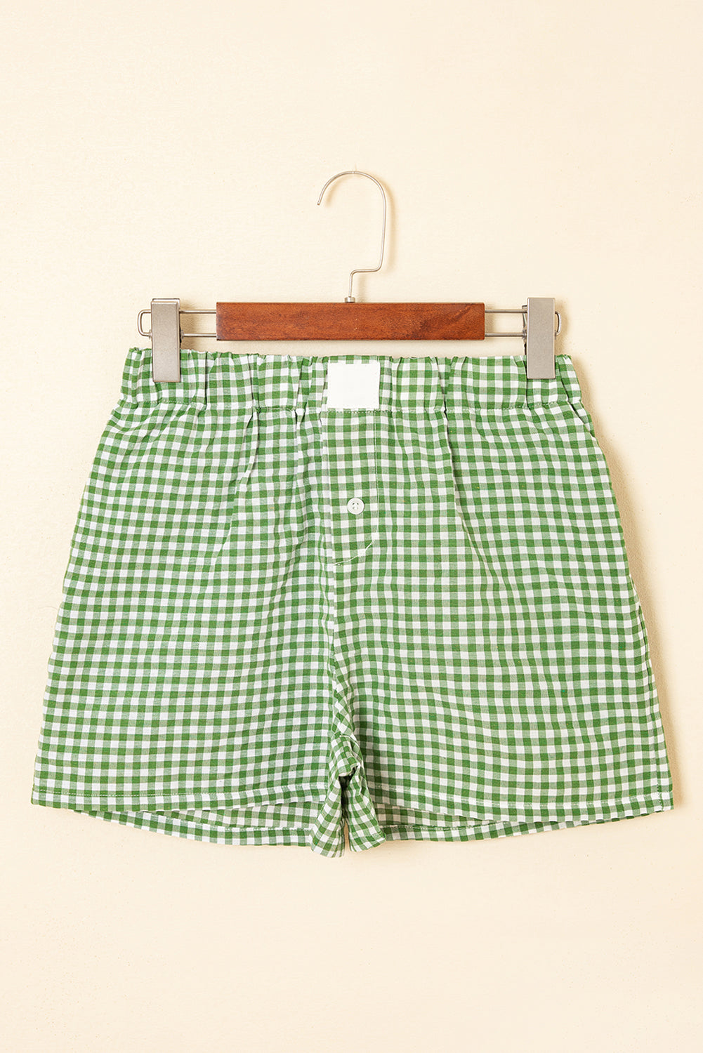 Blue Gingham Printed High Waist Shorts