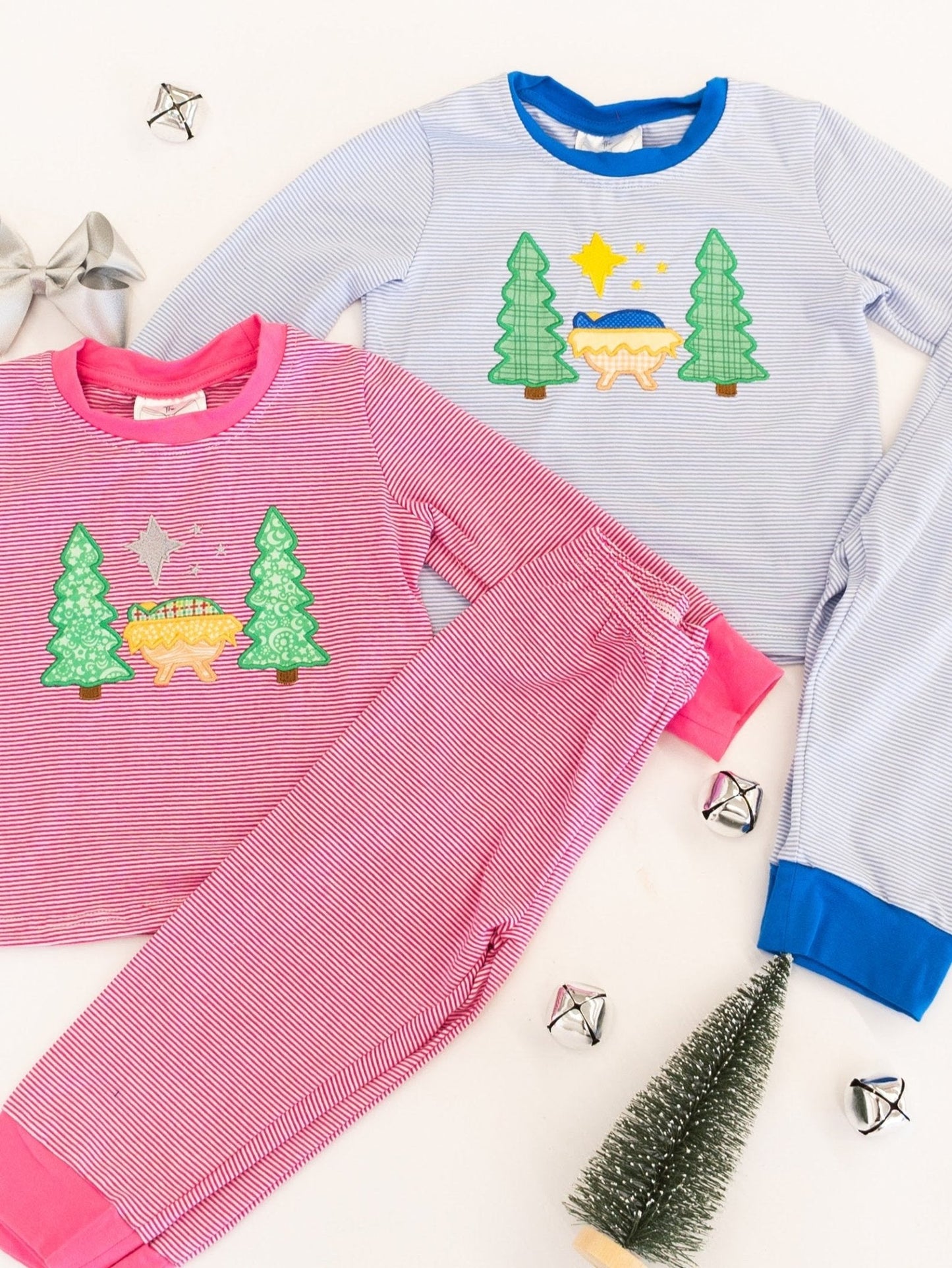 Silent Night Boys Blue Christmas PJ's