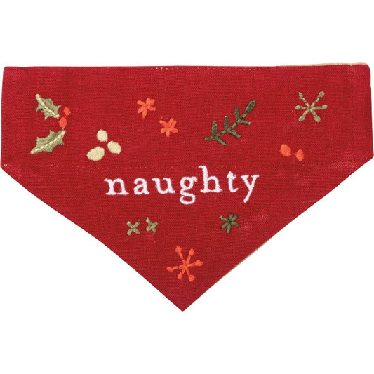 Christmas Small Reversible Dog Bandana "Naughty" or "Nice"