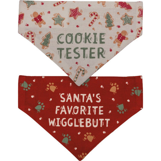 Christmas Reversible Dog Bandana "Cookie Tester" / "Wigglebutt"