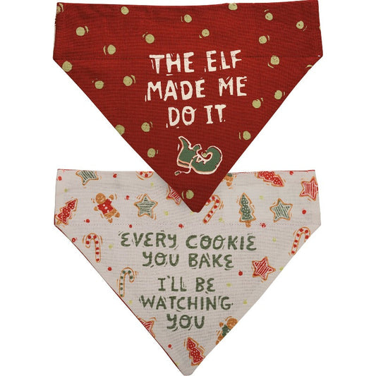 Christmas Reversible Dog Bandana "Elf" / "Cookie Bake"