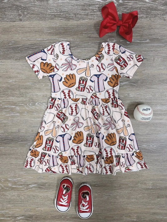 All-American Day at the Ballpark Girls Baseball Dress