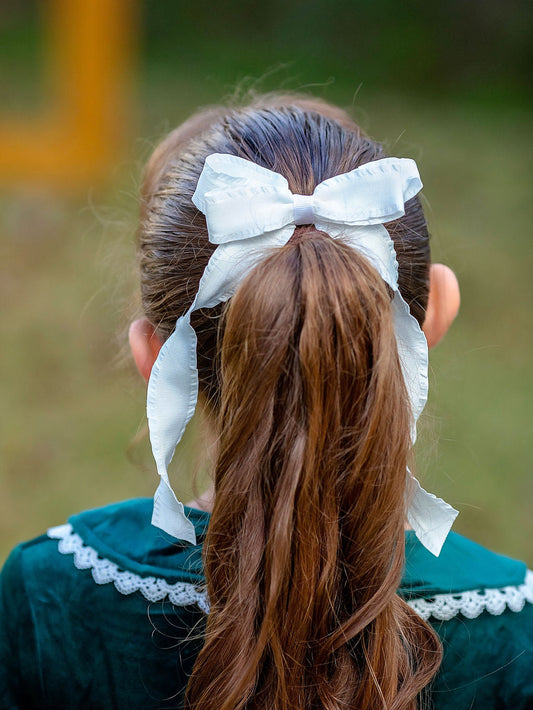 Ruffle Edge Ribbon Hair Bow - Alligator Clip - 5"