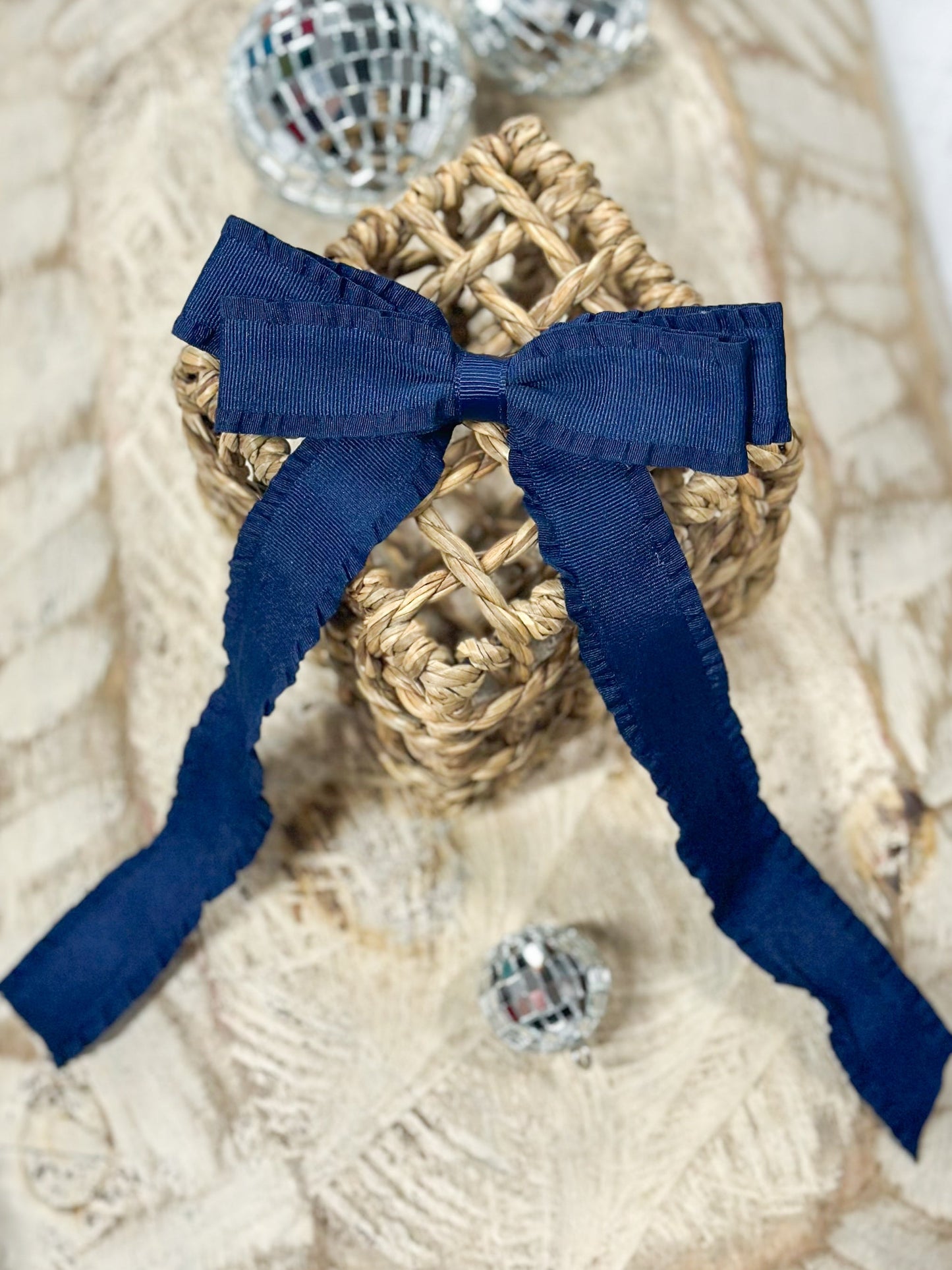 Ruffle Edge Ribbon Hair Bow - Alligator Clip - 5"