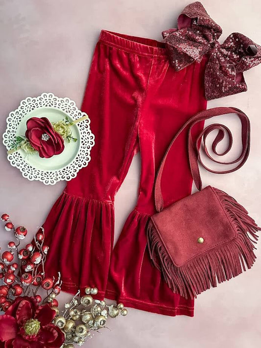 Red Velvet Bell Leggings: FINAL SALE
