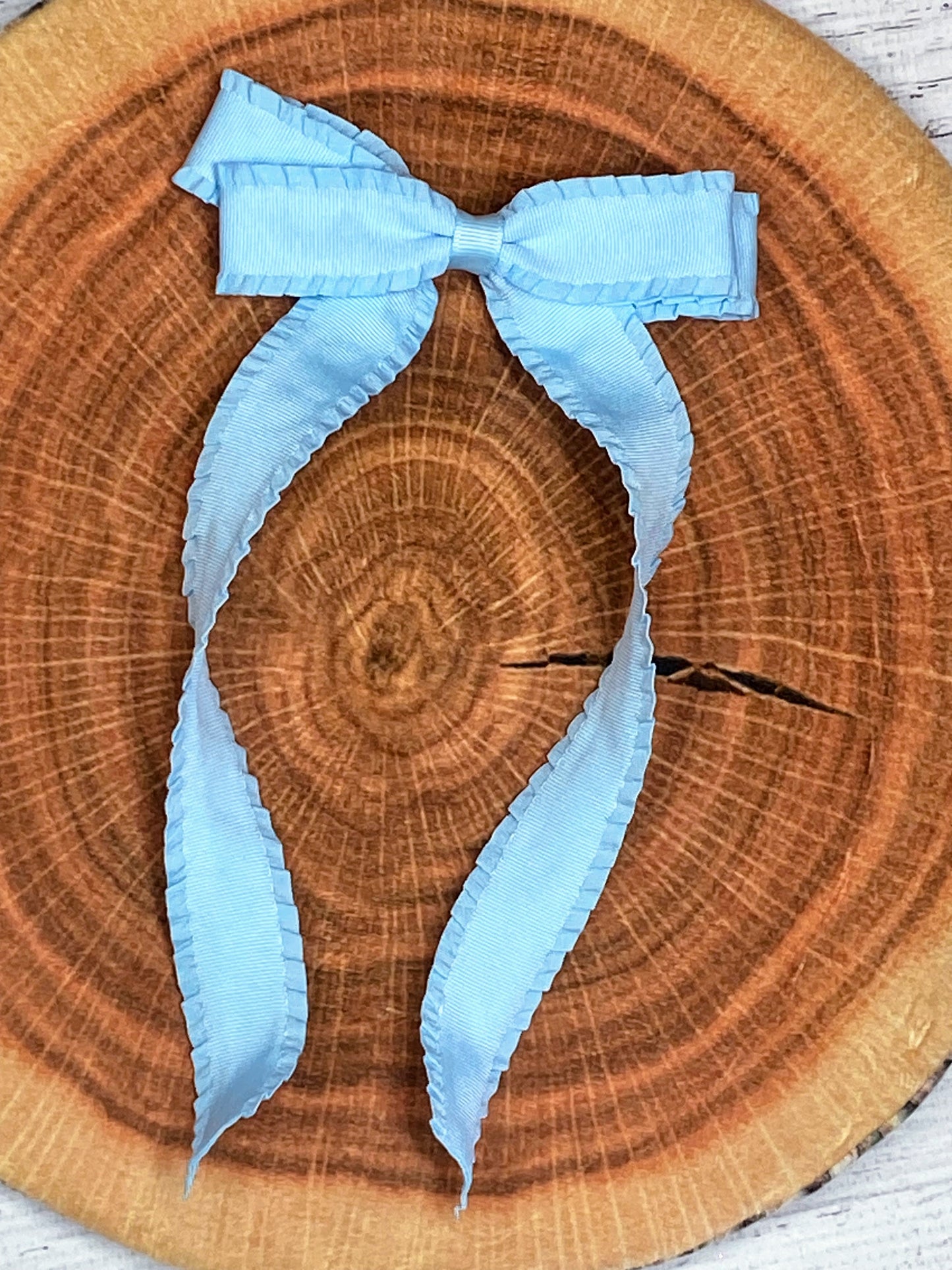 Ruffle Edge Ribbon Hair Bow - Alligator Clip - 5"