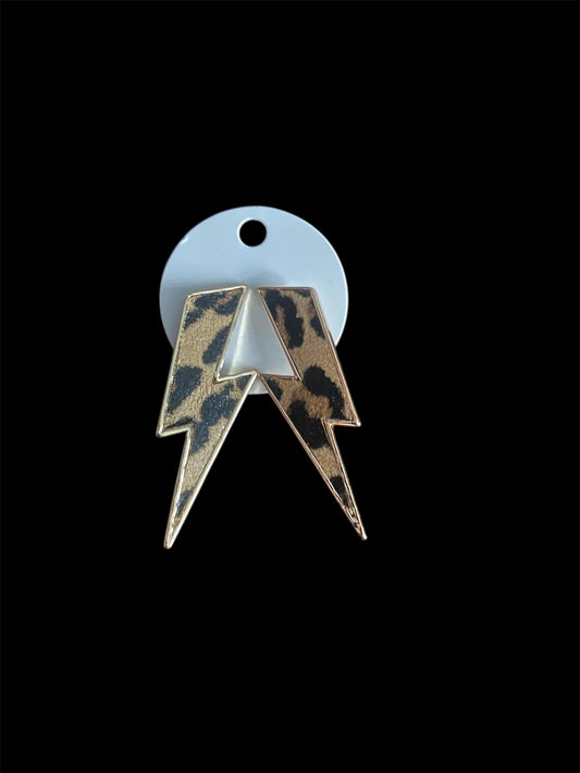 Leopard Lightning Bolt Earrings