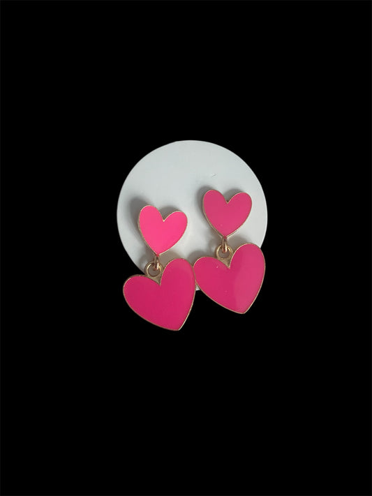 Pink Double Heart Earrings