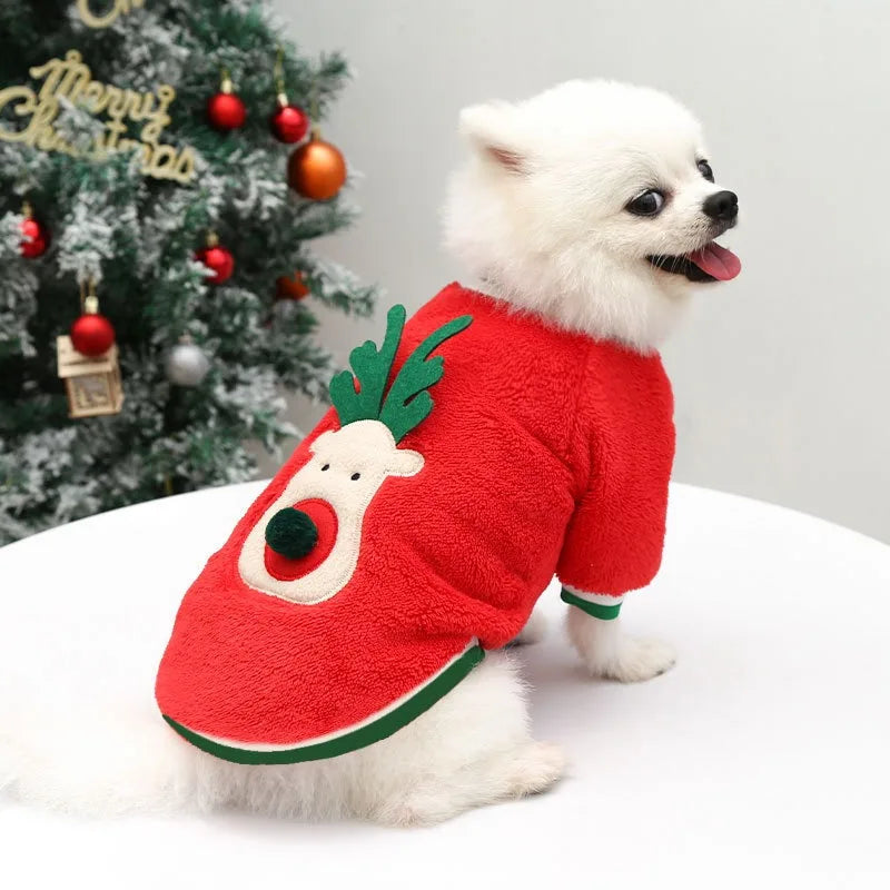 Christmas Reindeer Plush Dog Sweatshirt