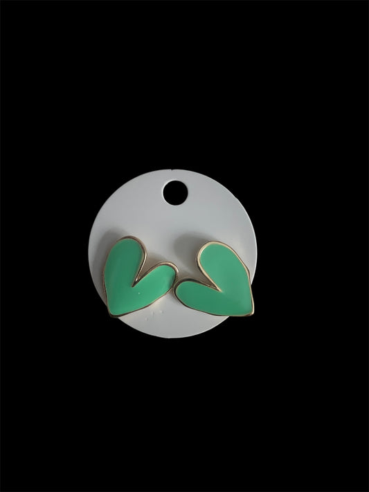 Mint & Gold Heart Stud Earrings