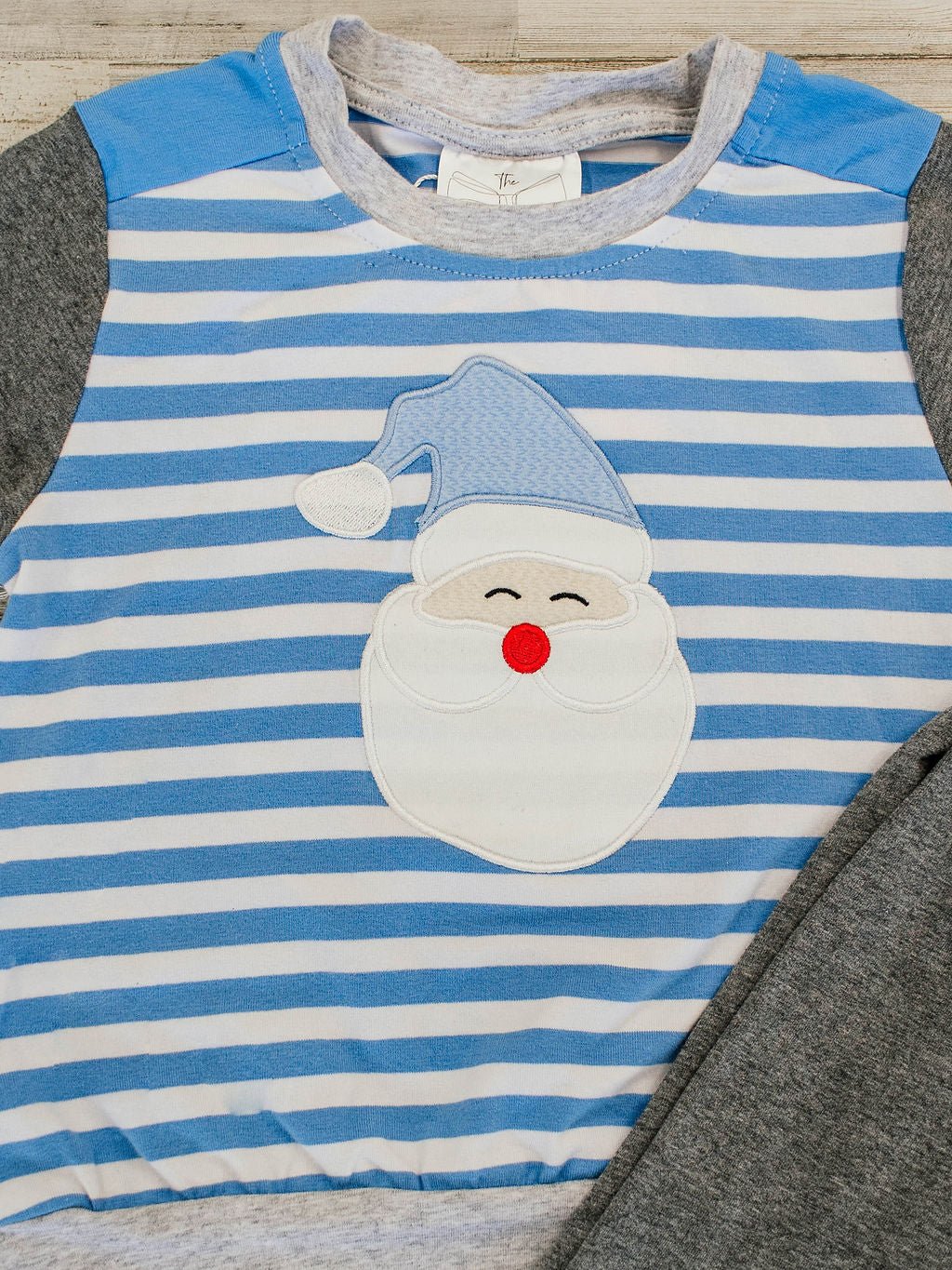Blue Stripe Santa Boys Set