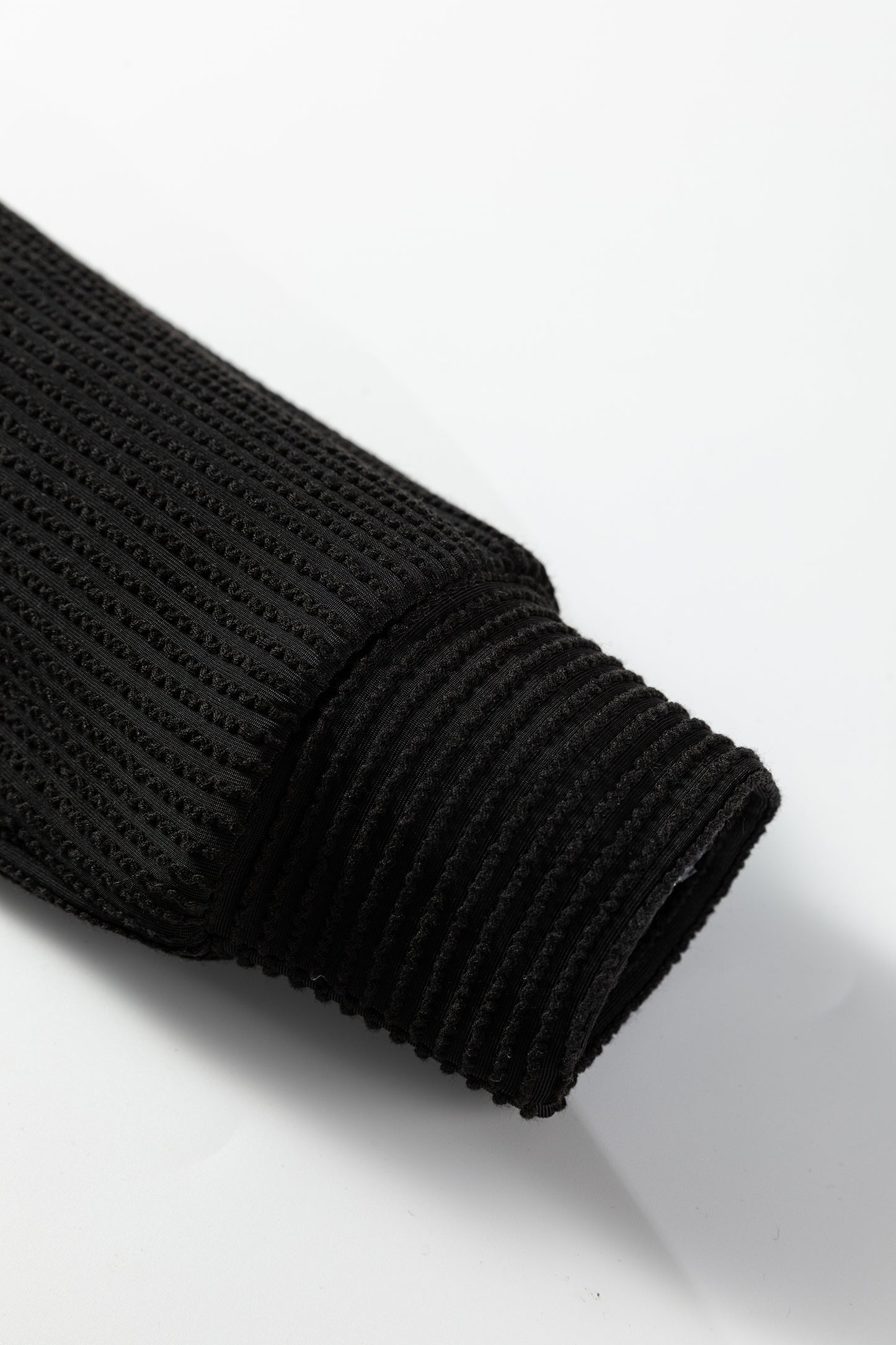 Black Twisted Rib Outlined Merry Letter Graphic Loose Long Sleeve Top