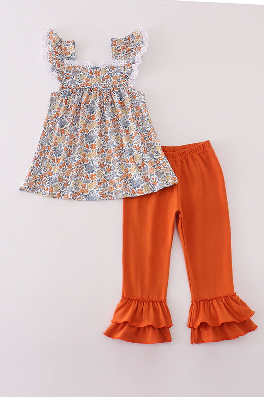 Fall floral print pants set