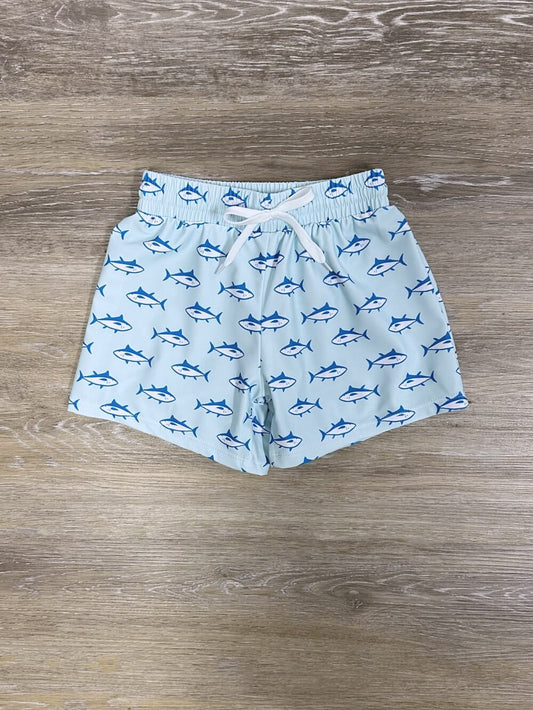 Catch of the Day Boys Blue Fish Swim Shorts