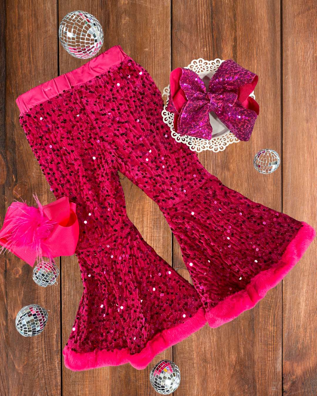 Hot Pink Sequin Bell Bottoms