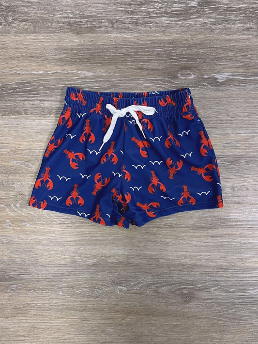 Lobster Splash Boys Navy Blue & Red Swim Shorts